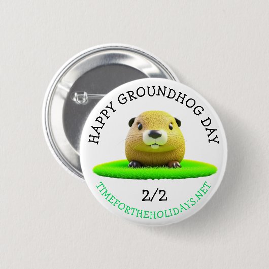 Happy Groundhog Day Niedlich Holiday Button (Vorne & Hinten)