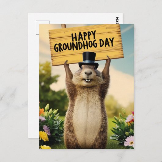 Happy Groundhog Day Postkarte (Vorne/Hinten)