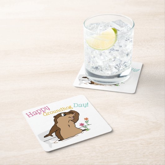 Happy Groundhog Day Rechteckiger Pappuntersetzer (Vor Ort)