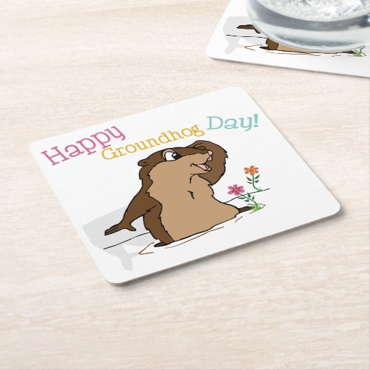 Happy Groundhog Day Rechteckiger Pappuntersetzer (angewinkelt)
