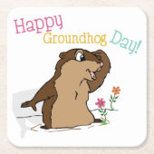 Happy Groundhog Day Rechteckiger Pappuntersetzer (Vorderseite)