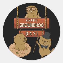 Happy Groundhog Day Runder Aufkleber