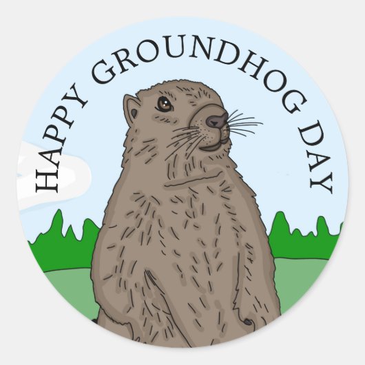 Happy Groundhog Day Runder Aufkleber (Vorderseite)