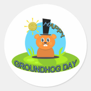 Happy Groundhog Day Sunshine Runder Aufkleber