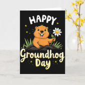 Happy Groundhog Day With Flower _1  Karte (Gelbe Blume)