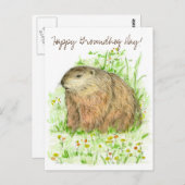 Happy Groundhog Day Woodchuck Animal Art Postkarte (Vorne/Hinten)
