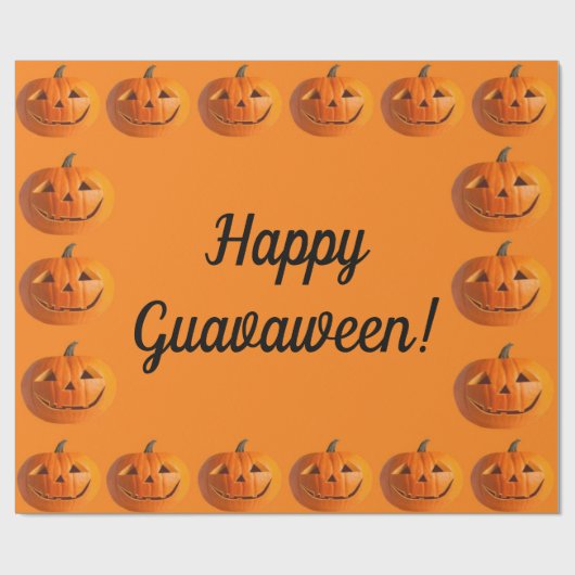 Happy Guavaween Jack-O-Lanterns Wrapping Paper Geschenkpapier (Flach)