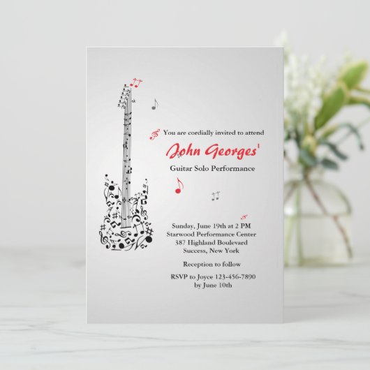 Happy Guitar Einladung (Stehend Vorderseite)