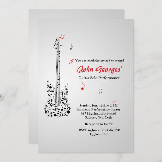 Happy Guitar Einladung (Vorne/Hinten)