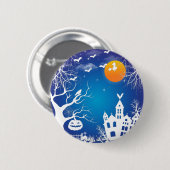 Happy Hal Kürbis Hexen Spuk Haus T-S Button (Vorne & Hinten)