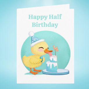Happy Halb Geburtstag Baby Duck mit Cake Karte