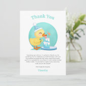 Happy Halb Geburtstag Babyente mit Cake Party Dankeskarte (Stehend Vorderseite)
