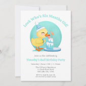 Happy Halb Geburtstag Babyente mit Cake Party Einladung (Vorderseite)