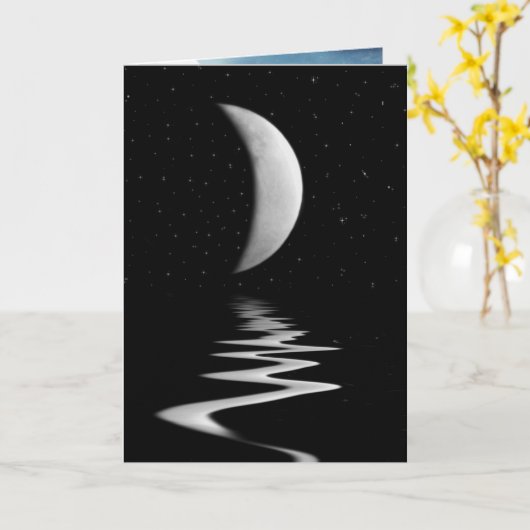 Happy Half Birthday Moon Karte (Gelbe Blume)