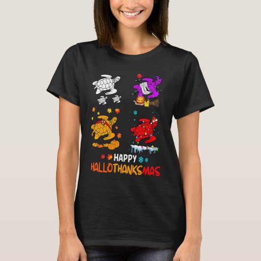 Happy Hallo Dank Mas Erntedank Halloween Xmas T-Shirt (Vorderseite)