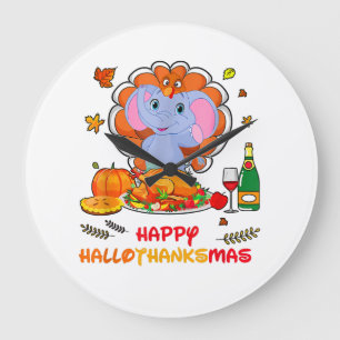 Happy Hallo Elephant Drink Wein Danke Geschenk Große Wanduhr