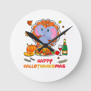 Happy Hallo Elephant Drink Wein Danke Geschenk Runde Wanduhr