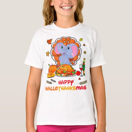 Happy Hallo Elephant Drink Wein Danke Geschenk T-Shirt (Vorderseite)