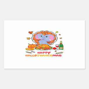 Happy Hallo Elephant Trinken Wein Danke Geschenk  Rechteckiger Aufkleber