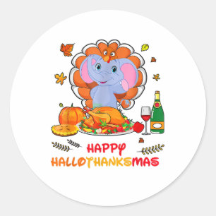 Happy Hallo Elephant Trinken Wein Danke Geschenk Runder Aufkleber