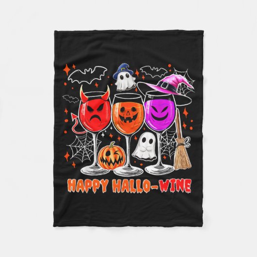 Happy Hallo-wine Funny Halloween Gl Wine Drinking  Fleecedecke (Vorderseite)