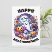 Happy HalloDankeMas 12x18 Grußkarte Feiertagskarte (Stehend Vorderseite)