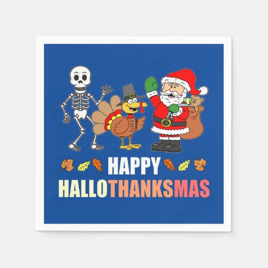 Happy HalloDankeMas (BLUE) Napkins Serviette (Vorderseite)