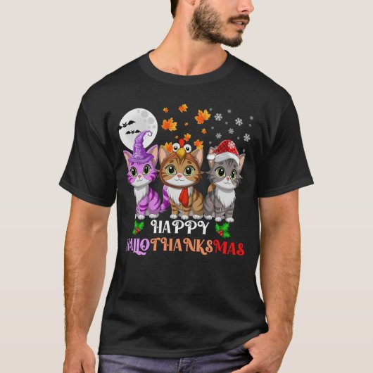 Happy HalloDankeMas Cats T-Shirt (Vorderseite)
