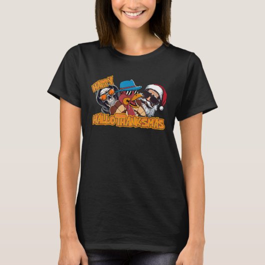 Happy HalloDankeMas Halloween Erntedank Christ T-Shirt (Vorderseite)
