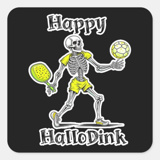 Happy Hallodink | Halloween und Pickleball Pub Quadratischer Aufkleber (Vorderseite)