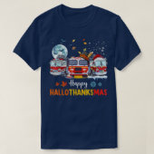 Happy Hallothankmas Feuerwehrmann Truck Hallowe T-Shirt (Design vorne)