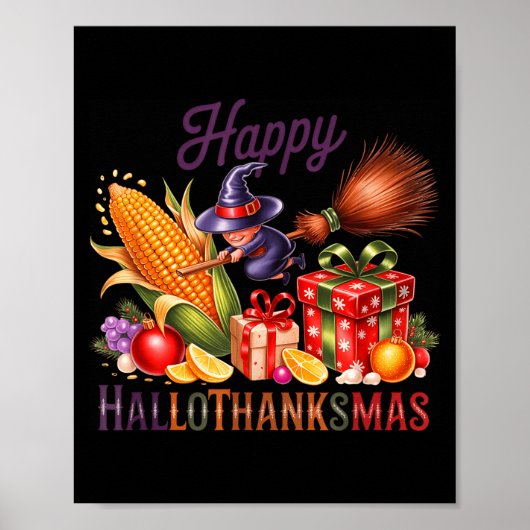 Happy Hallothankmas Witch Cornucoa Poster (Vorne)