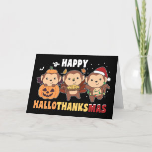 Happy Hallothanksmas Affen Weihnachtsaffe Holi Feiertagskarte