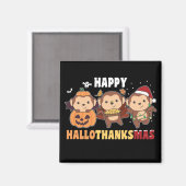 Happy Hallothanksmas Affen Weihnachtsaffe Magn Magnet (Vorderseite/Rückseite)