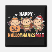 Happy Hallothanksmas Affen Weihnachtsaffe Magn Magnet (Vorne)