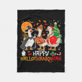 Happy Hallothanksmas Albern GänseHalloween Thanksg Fleecedecke (Vorderseite)