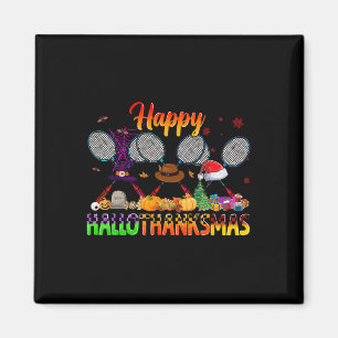 Happy Hallothanksmas Badminton Witch Hat Weihnacht Magnet