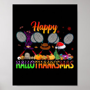 Happy Hallothanksmas Badminton Witch Hat Weihnacht Poster