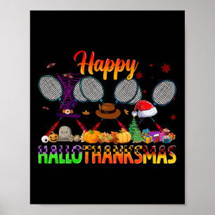 Happy Hallothanksmas Badminton Witch Hat Weihnacht Poster