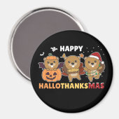 Happy Hallothanksmas Beaver Christmas Beaver Magne Magnet (Vorderseite/Rückseite)