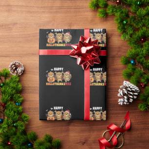 Happy Hallothanksmas Biber Weihnachtsbäume Geschenkpapier