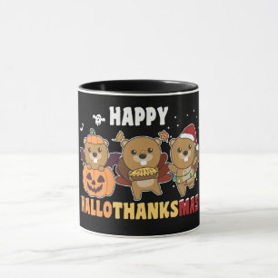 Happy Hallothanksmas Biber Weihnachtsbäume Tasse