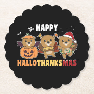 Happy Hallothanksmas Biber Weihnachtsbäume Untersetzer