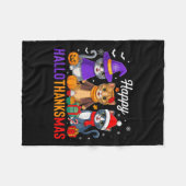 Happy Hallothanksmas Cat Halloween Thanksgiving Ch Fleecedecke (Vorderseite (Horizontal))