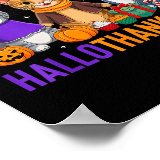 Happy Hallothanksmas Cat Halloween Thanksgiving Ch Poster (Ecke)