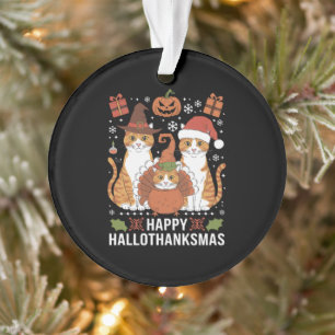 Happy Hallothanksmas Cats Halloween Ornament