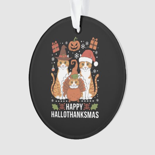 Happy Hallothanksmas Cats Halloween Ornament (Vorderseite)