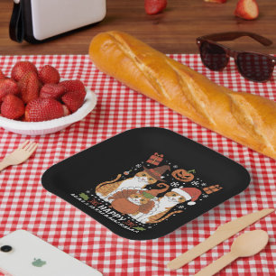 Happy Hallothanksmas Cats Halloween Pappteller