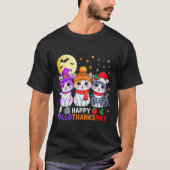 Happy Hallothanksmas Cats Halloween Thanksgiving C T-Shirt