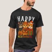 Happy Hallothanksmas Cats Halloween Thanksgiving C T-Shirt (Vorderseite)